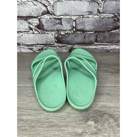 CROCS Iconic Comfort Green Rubber Slides Light Flats Sandals Women Sz 6M US/36EU - Picture 7 of 15